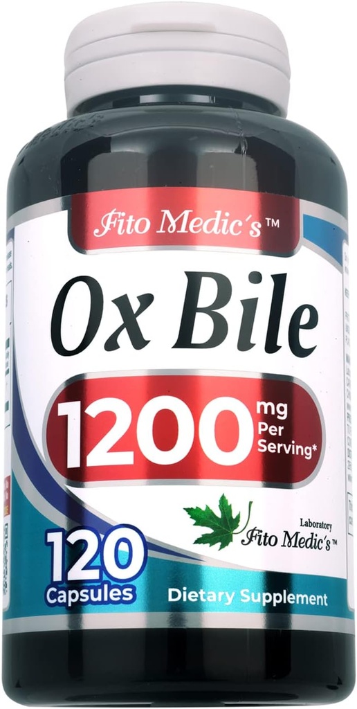 Lab - Bile Salts, Ox Bile, 1200 mg na serwowanie, 120 Caps- Digestive Enzymes Supplement, Ox Bile Supplement.
