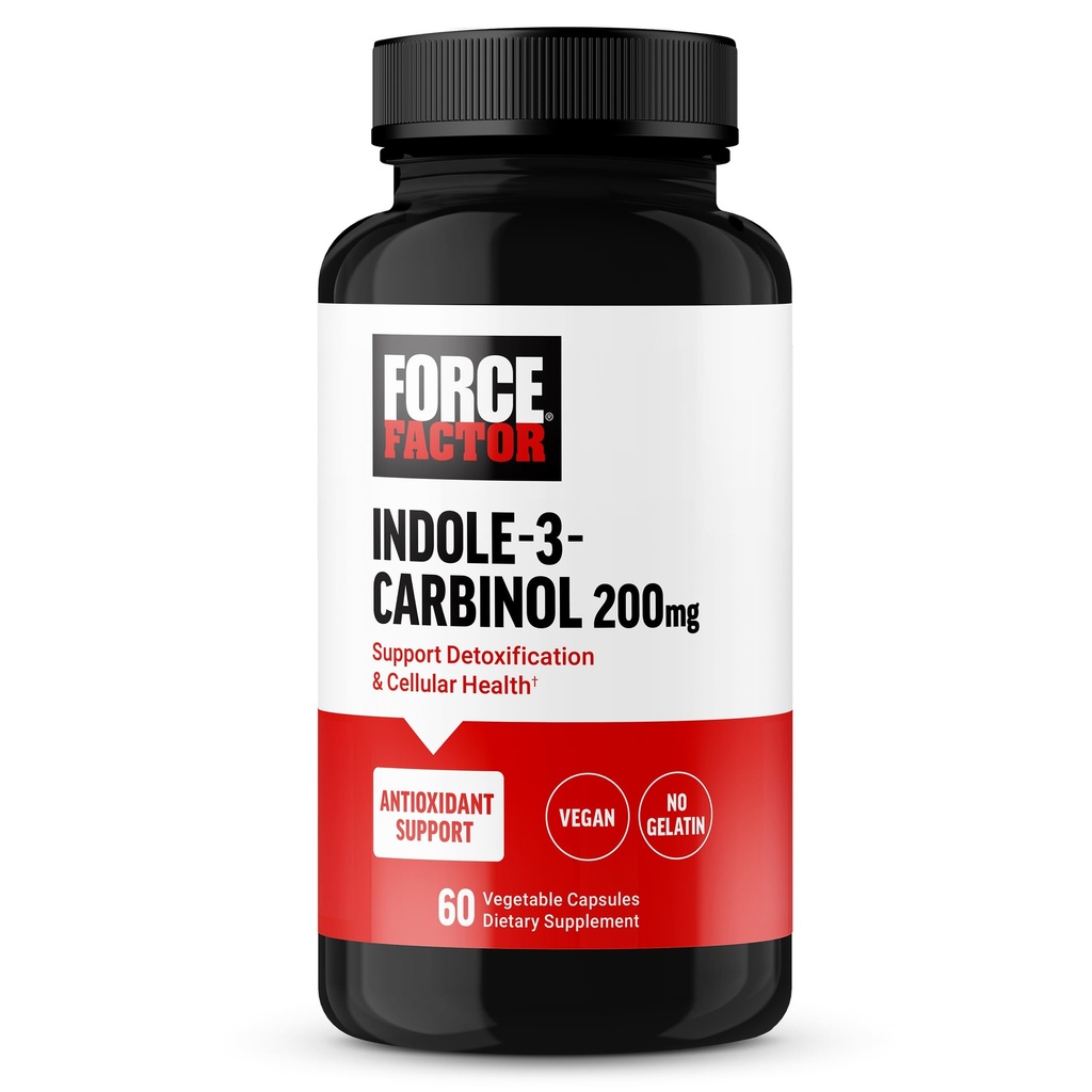 FORCE FACTOR Indole 3 Carbinol 200mg Detox i suplement przeciwutleniający, Detox dla mężczyzn i kobiet z przeciwutleniaczami, Dawka klinicznie zbadana, Wegan, Nie Żelatyna, 60 Kapsułki