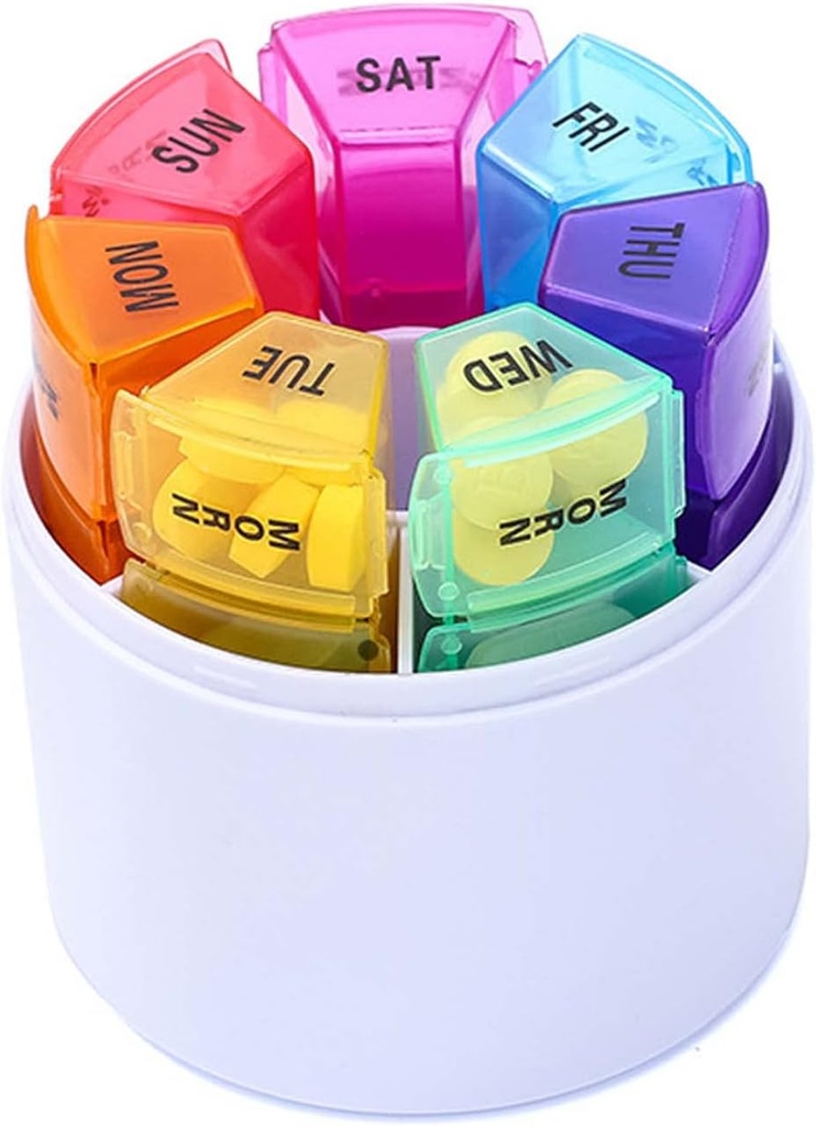 Tygodniowy Kierownik Pill, 4 codzienne Pudełka Pill, 7- dniowy Pill Rack Moisture- Dowód, Pill Box Medication Reminder, Przenośne witaminy Fish Oil Medication and Supplement Container (Przechowywanie cylindryczne)