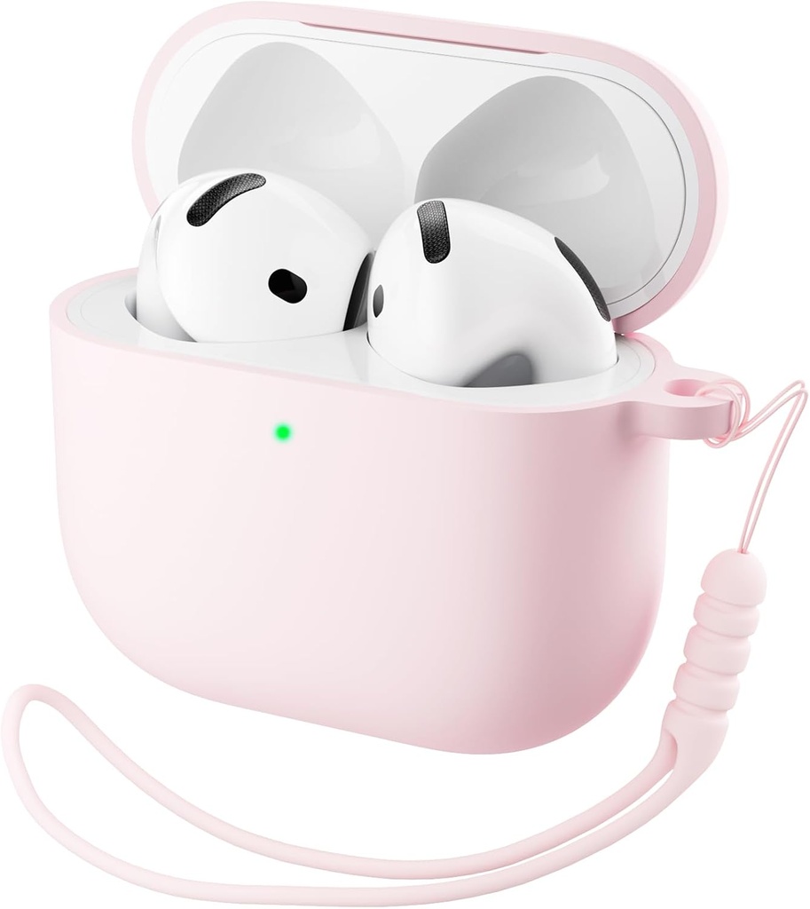 ORNARTO for AirPods 4 Case, Soft Silikon Pełna osłona ochronna z diodą LED Visible, Kompatybilny z AirPods 4. generacji 2024 - Chalk Pink