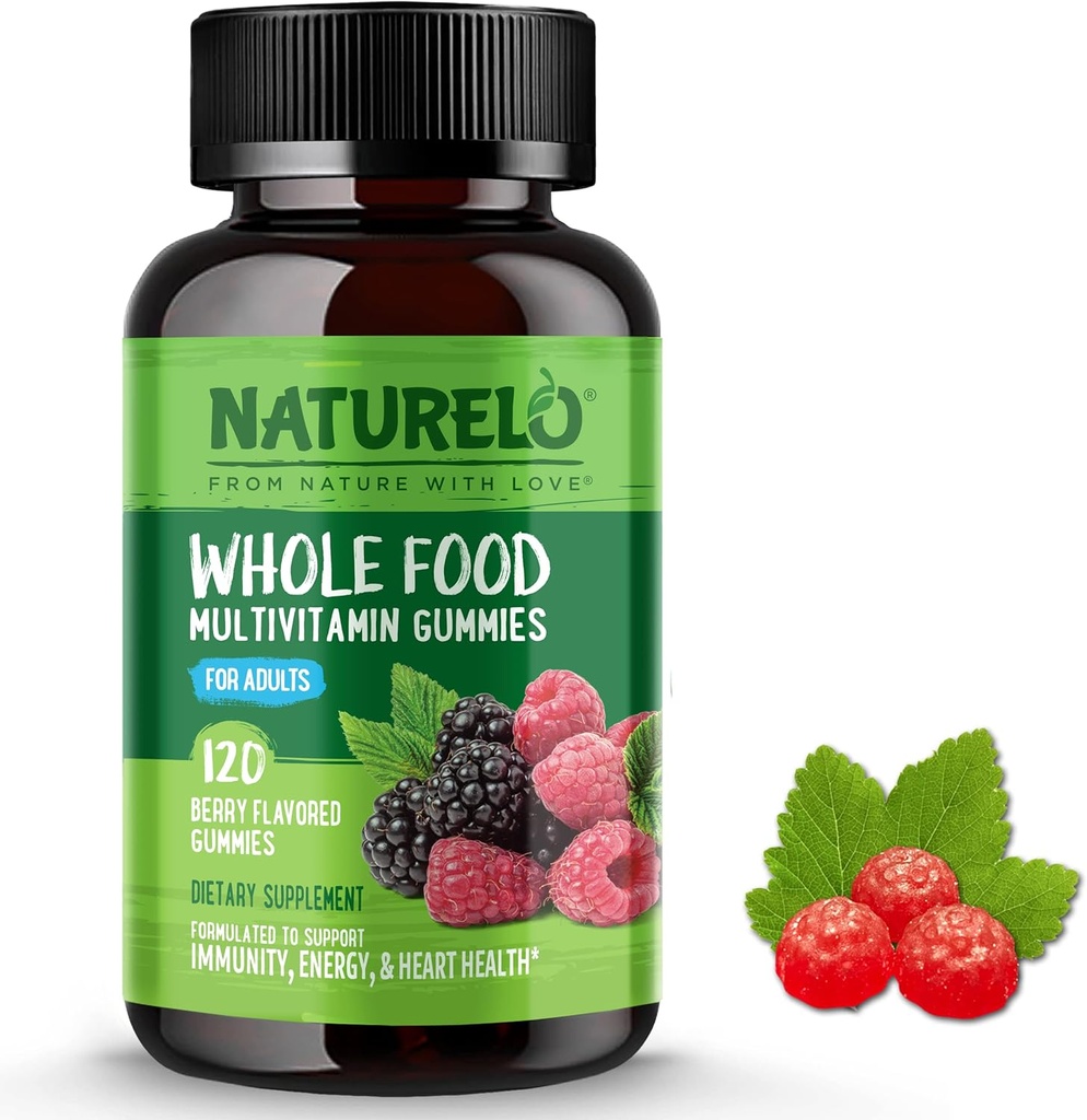 NATURELO Całość żywności Gumiaki witaminy dla dorosłych - Gummy do żucia dla mężczyzn i kobiet - 120 Gumki wegańskie
