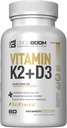 Witamina D3 K2 Suplement wapnia - Witamina D 5000 j. m. + Witamina K2 MK7 100 µg, Siła kości i suplementy zdrowia serca dla kobiet i mężczyzn, D3K2 Witaminy zębów z bioperyną, Niemodyfikowane genetycznie 60 Cap