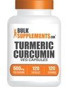 BulkSupplements.com Turmeric 500mg Extract Kapsułki - Kurkumina Suplementy, Kurkumina Turmerowa - Bez glutenu, 120 Kapsułki Veg (Opakowanie 1)