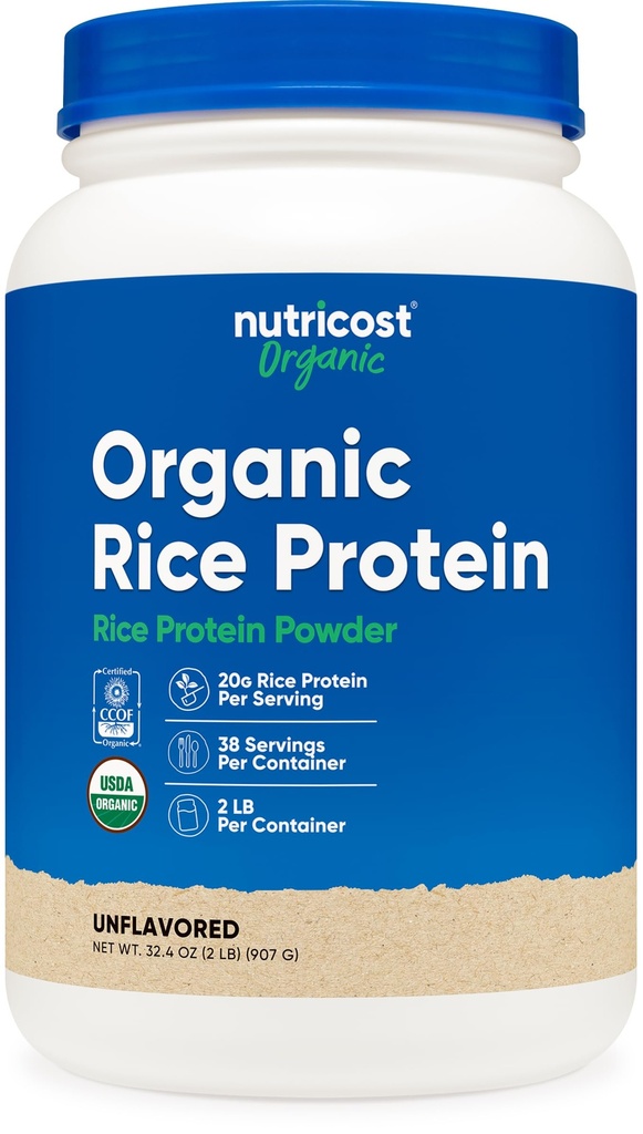 Nutricost Organic Rice Protein Powder (2 LB) - Gluten- Free, Non-GMO (z ryżu brązowego)