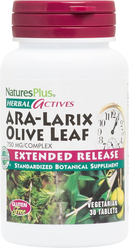 NaturesPlus Herbal Actives ARA Larix Olive Leaf - 30 Tablets - Suplement wsparcia immunologicznego, Rozszerzony Release kompleks botaniczny - wegetarianin, Gluten Free - 30 Servings