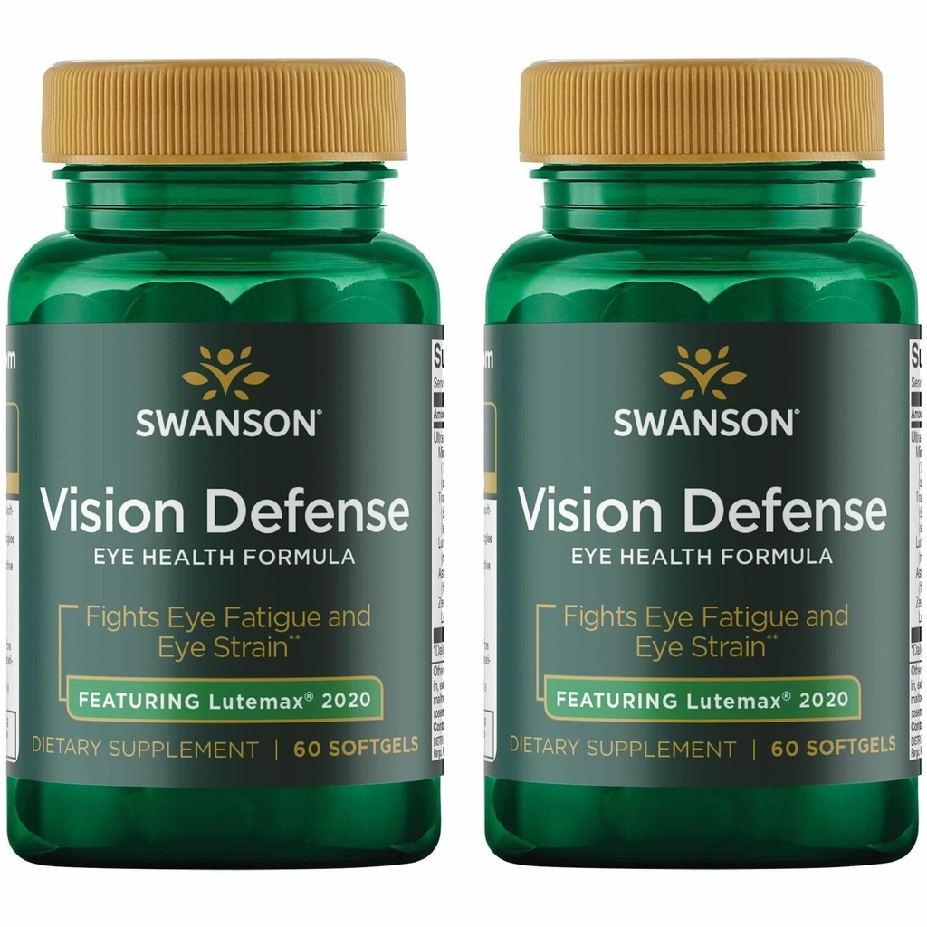 Swanson Vision Defense Antioksydant Vision Health Supplement Lutein Zeaksantyna Astaxanthina Broccoli Extract Bilberry Extract 60 Softgels Sgels (2 Pack)