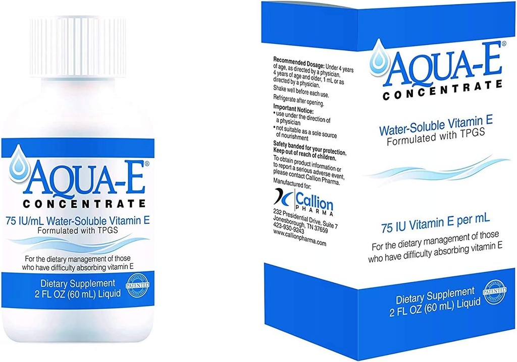 Aqua- E Koncentrat 75 j. m. / ml, 60 ml Butelka, Rozpuszczalna w wodzie ciekła Witamina E