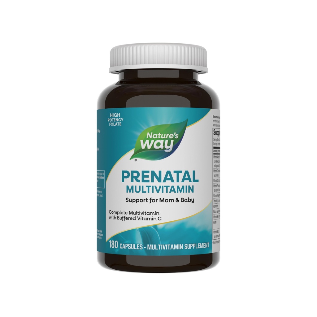 Nature 's Way Prenatal Multivitamine, z folianem do zdrowego mózgu i rozwoju kręgosłupa *, 180 kapsułki