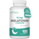 Melatonina 10 mg tabletki - szybkie uwolnienie Natural Nighttime Sleep Assistance dla dorosłych. (300 Count)