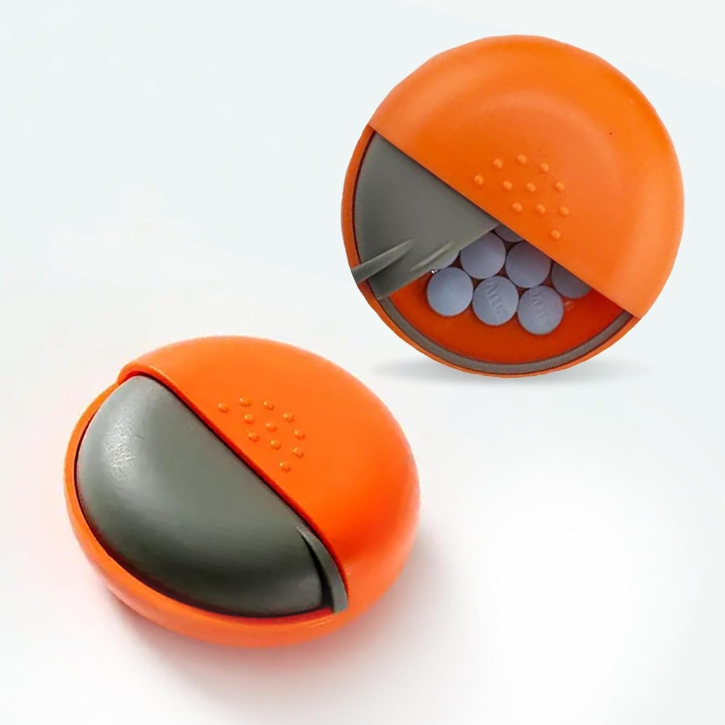 Okrągłe Travel Pill Organizator - Przenośne małe pudełko na torebkę - Kompaktowy, Leak- Proof Container medycyny na pigułki, Witaminy, Olej rybny, Suplementy - BPA- Free, Trwały Design, 2.75 "(Orange)
