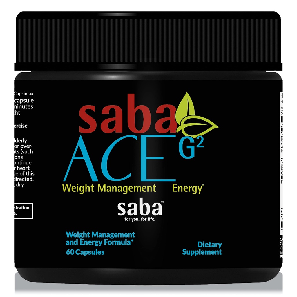 Saba ACE G2- Thermogenic Energy Burn, Pre Workout, Metabolism, Focus, Concentration, with Capsimax, CarnoSyn, BioPerine, Green Tea Leaf Extract, for Men & Women -60 Capsules