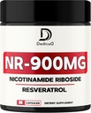 NAD Nikotynamid Ribozyd Resveratrol 900mg Plus Resveratrol 100MG - Produkcja komórkowa & Przywracanie, Starzenie Dobrze, Ogólna witalność - 80 Kapsułki