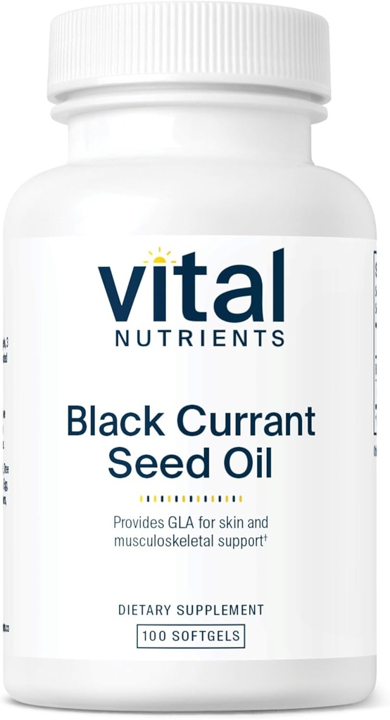 Vital Nutrients - Black Currant Seed Oil - Essential Omega 6 Fatty Acid - Contains Gamma Linolenic Acid (GLA) - Cartilage, Joint, and Nerve Function Support - 100 Softgels per Bottle