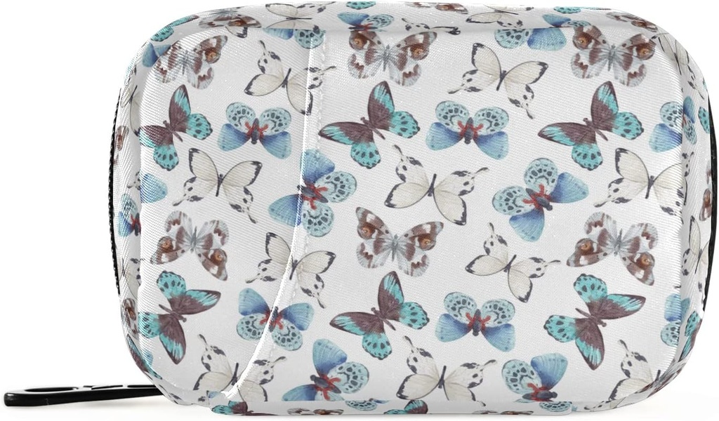Naanle Blue Butterfly 7 dzień pill Case Organizator podróży z Torbą Zipper - Przenośny Weekly Case - Kompaktowy rozmiar dla posiadacza suplementu witaminy