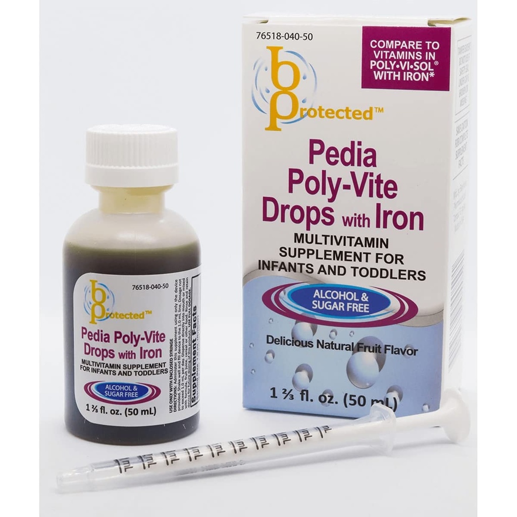 Pedia Poly- Vite Drops z żelazem 1 2 / 3 fl Płyn unce