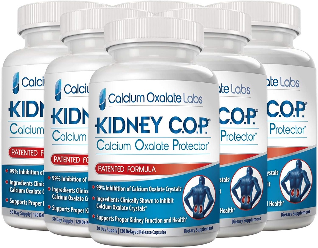 KIDNEY C.O.P. Oszałamiający Ochraniacz Wapnia 120 Kapsułki, Nerki Wsparcie dla Krystali Oszałamiających Wapnia, Pomaga Powstrzymać Rekurrencję Kamieni, Stronger Than Chanca Piedra Kamienny Breaker Suplementy, 6 Pack