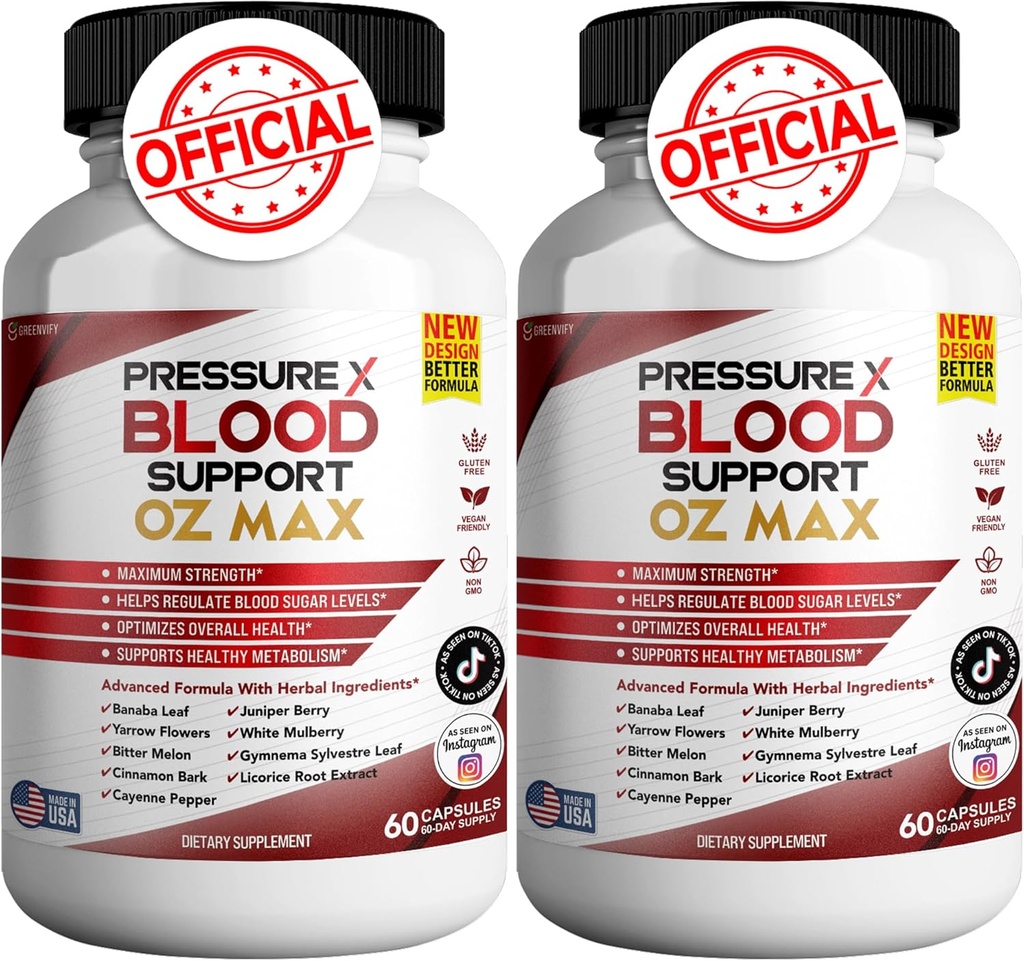 Pressure X Blood Support OZ Max Blood Supplement - Advanced Formula PressureX Advanced Supplement Supplement, Pressure X Maximum Strength Reviews (2 Pack - 120 kapsułki)