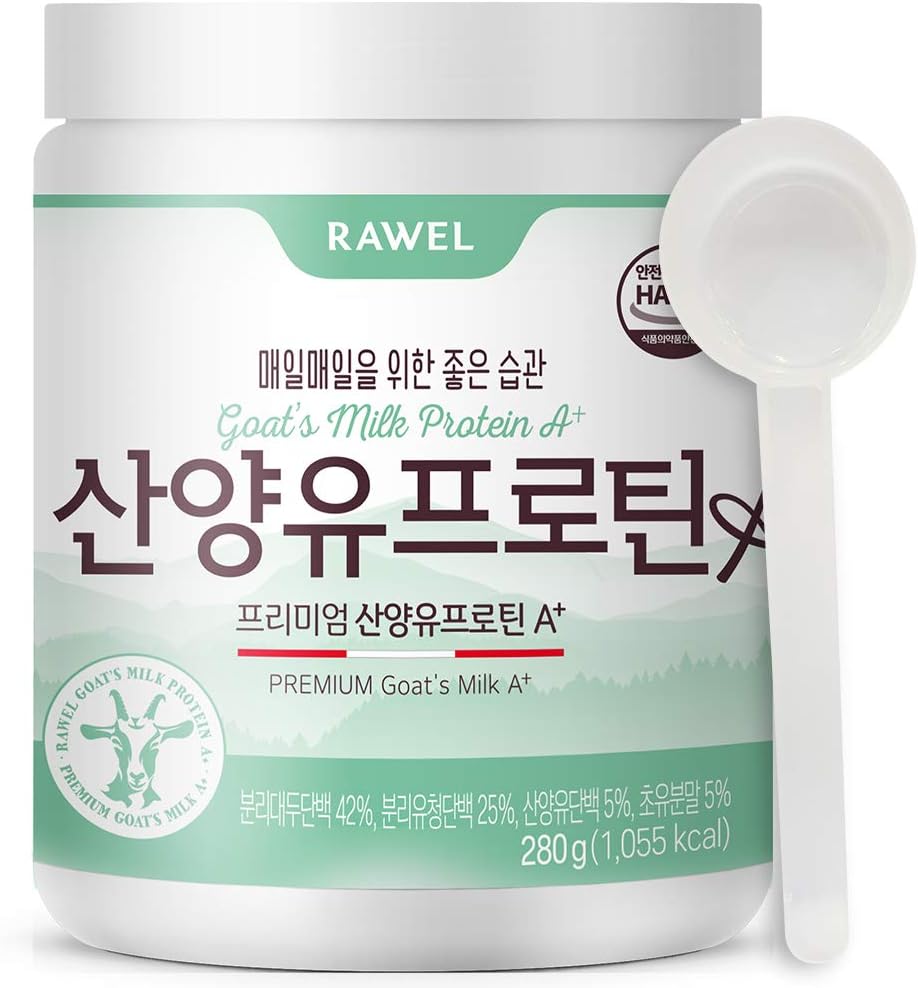 Rawel Premium Białko mleka koziego w proszku A + (9.87oz) / Wysoka zawartość białka w celu wsparcia wzrostu / wspiera zdrowie i trawienie gut / izolat białka serwatki (WPI)