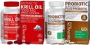 Bronson Probiotic 50 Milion CFU + Prebiotyk z Apple Polyphenols & Owoce ananasowe Ekstrakt kryla antarktycznego 1000 mg z Omega- 3 s EPA DHA