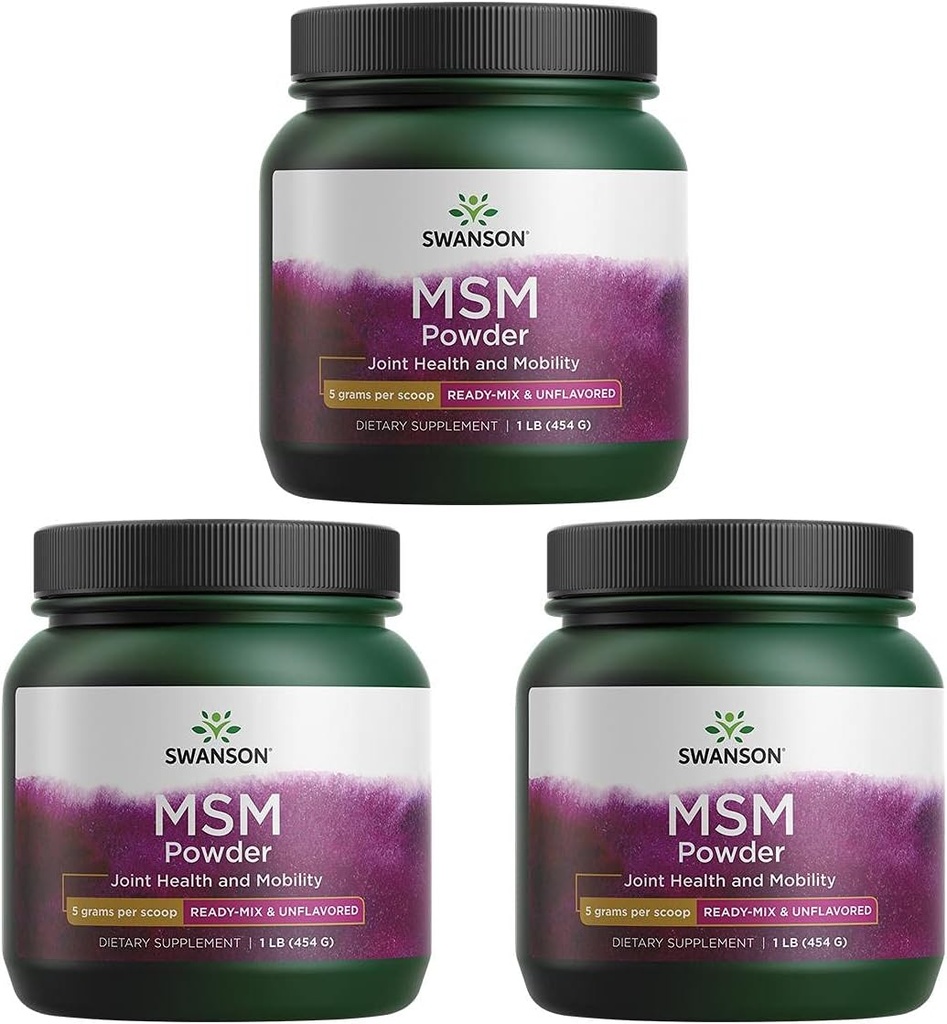 Swanson Premium Marka Msm Proszek - Ready- Mix & Unflavored 1 lb Pwdr 3 Pack