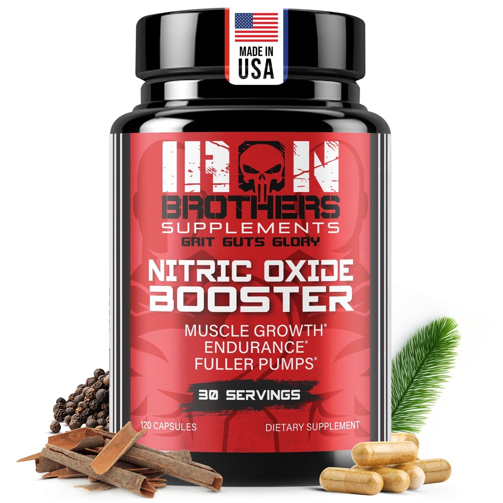 Iron Brothers Supplements Azoster Nitric Oxide Booster 124; Extra Force Pomps Supplements Adopments 124; Pre- Trening z L- Arginine 124; Maksymalny przepływ krwi & Vascularity Aboster 124; Zwiększenie pomp mięśniowych, Energy & Endurance - 30 dni