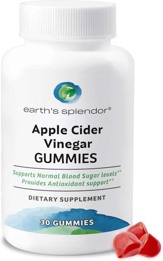 Ziemskie jabłecznik cydr Gummies - 30 Hrabia - Wegan, Non-GMO, Gluten- Free - Wspiera Digestive Health, Detox, System immunologiczny & Natural Energy - Pyszny aromat owocowy
