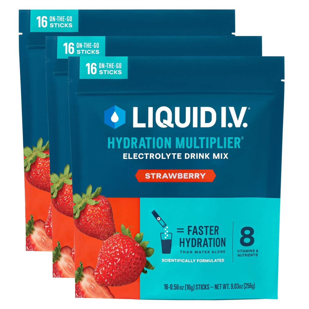 Płyn IV ® Nawodnienie Multiplikator - Truskawka 124; Napoje proszkowe elektrolity Mieszanka 124; 3 opakowania (48 Servings)