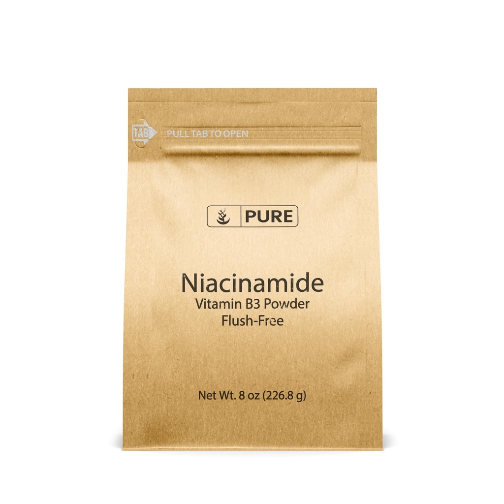 WSTRZYKIWACZE WŁÓKIENNICZE PURE Niacynamid (8oz) Witamina B3 w proszku, Suplement diety