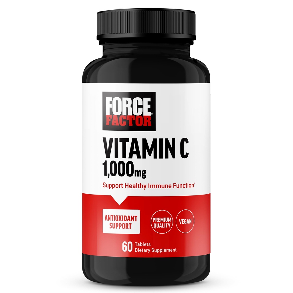FORCE FACTOR Witamina C 1000mg Suplement wsparcia immunologicznego, Suplement witaminy C Immunitet Witaminy Plus przeciwutleniacz Wsparcie, Jakość Premium, Wegan, 60 Tabletki witaminy C