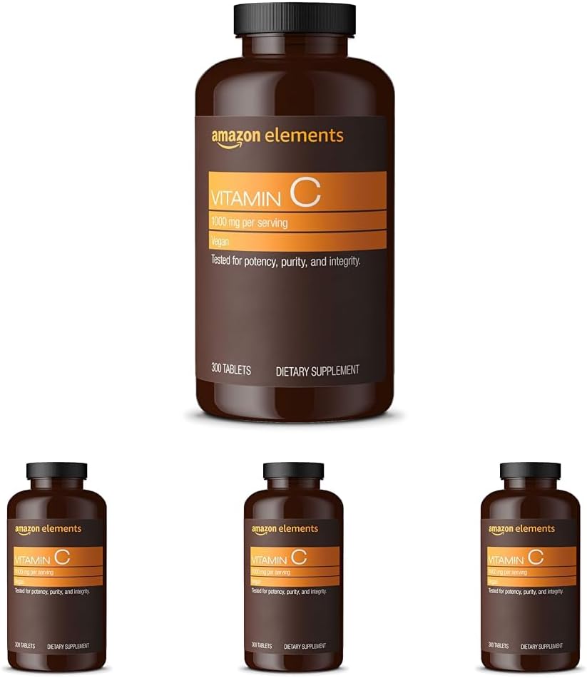 Witamina C 1000mg, wspomaga zdrowy system immunologiczny, wegan, 300 tabletek, 10 Miesiące dostaw (opakowanie po 4)
