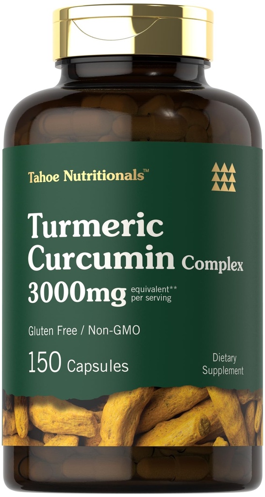 Kurkumina turmerowa 3000mg 124; 150 Kapsułek 124; Suplement turmerowy z ekstraktem Black Pepper 124; Non- GMO, Gluten Free Herbal Complex
