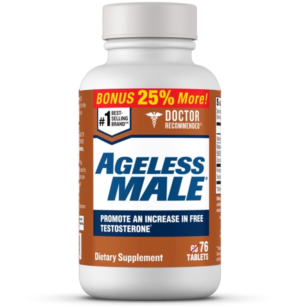 Ageless Mężczyzna Wolny Testosteron Suplement booster dla mężczyzn, 76 Tabletki