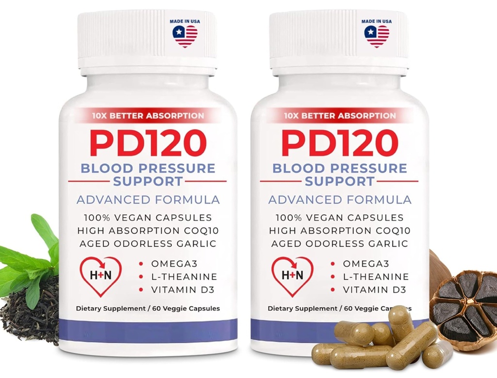 Natural Blood Pressure Supplement Supplement: 8-in-1 Formuła z Czarnym Czosnek bezogonowy, Wchłanianie CoQ10 (Opakowanie 2)