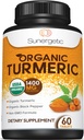 USDA Certified Organic Turmeric Supplement - Zawiera Organic Turmeric & Organic Black Pepper - 1400mg Turmeric per Serving - 60 Count (Pack of 1)
