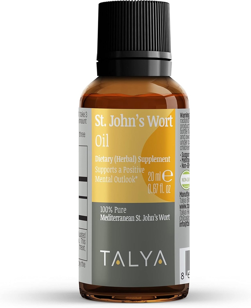 TALYA St. John 's ort Oil 0,67 fl. oz < 124; 100% Pure & Natural Liquid Drop < 124; Dietetic Supplement < 124; for positive Mood & Emotional Balance < 124; Body, Skin & Hair Care < 124; Non-GMO