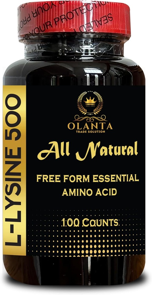 L-LYSINE 500 AMINO ACID - Healthy muscle development, Balanced wellness, support Connective tissue health, Daily lysine intake, organic immune support supplement, - 1 Bottle 100 Counts