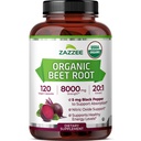 Zazzee USDA Organic Beet Root 8000 mg Siła 20: 1 Extract, 120 Vegan Quick Release Kapsułki, Black Pepper Extract for Enhanced Absorption, Wspiera produkcję tlenku azotu, Non-GMO, Made in USA