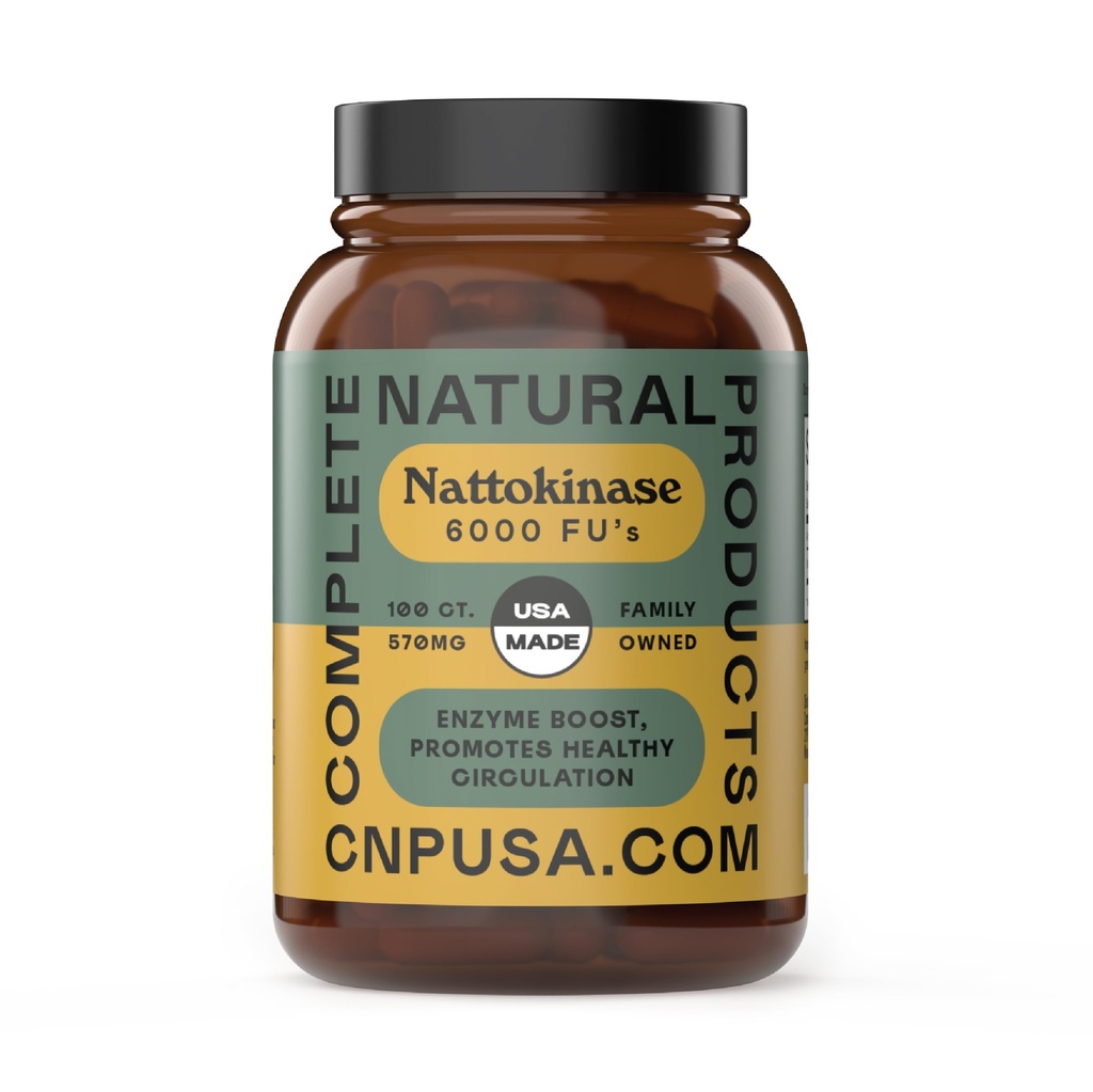 Kompletne naturalne produkty Nattokinase kapsułki - 100 Hrabia 570Mg 6000FU, Wsparcie zdrowe krążenie, Natto Enzymy, Gluten Free, Czysty Enzym Sojowy, Wegan, Non-GMO
