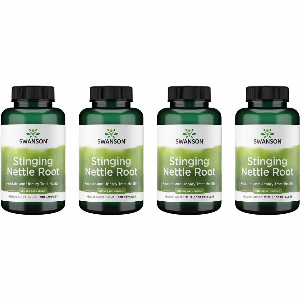 Swanson Stinging Nettle Root (Urtica Dioica) - Suplement ziołowy - (100 kapsułek, 500 mg) (4 opakowania)