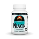 Źródło Naturals Niacyna, Witamina B-3, Non-GMO, 100 mg - 250 tabletek
