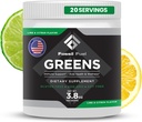 Fossil Paliwo Super Zielone Proszek Premium Superfood 124; 40 + Organiczne składniki odżywcze 124; Zielony Veggie Whole Foods, Wheatgrass, Spirulina, Kale for Energy, Gut Health, Detox Cleanse (20 Służenia)
