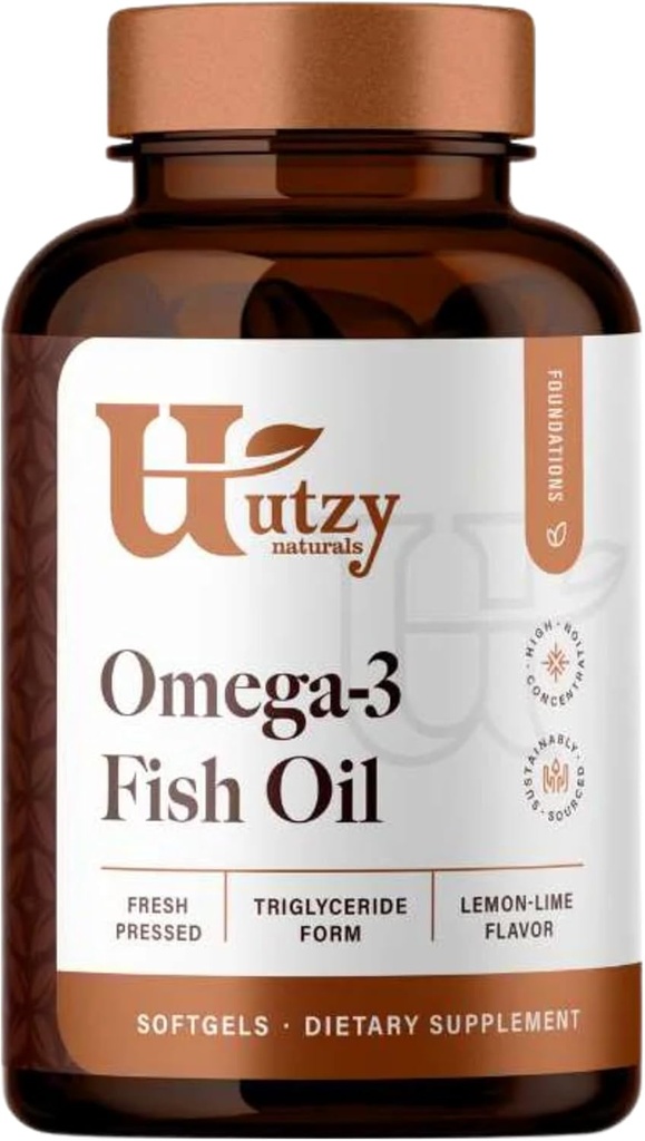 Utzy Naturals Omega-3 Fish Oil 124; 800 mg Omega-3 Omega 124; with EPA and DHA Equipment 124; Natural Lemon Flavor Equipment 124; 120 Softgels