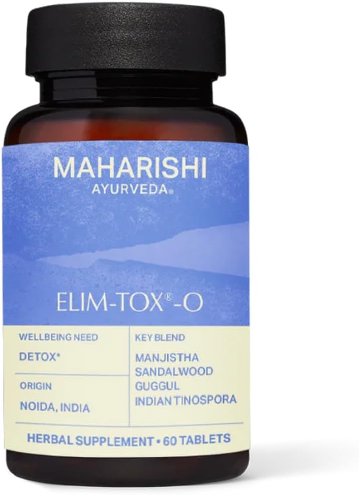 Maharishi Ayurveda - Elim- Tox- O Gentle Body Detox Herbal Supplement Equipment 124; Suplementacja dla skutecznej Colon Cleanse & Supplement Gut Health 124; Toxin Remover Cleanser for Liver & Blood (60 Tablets- 500mg)