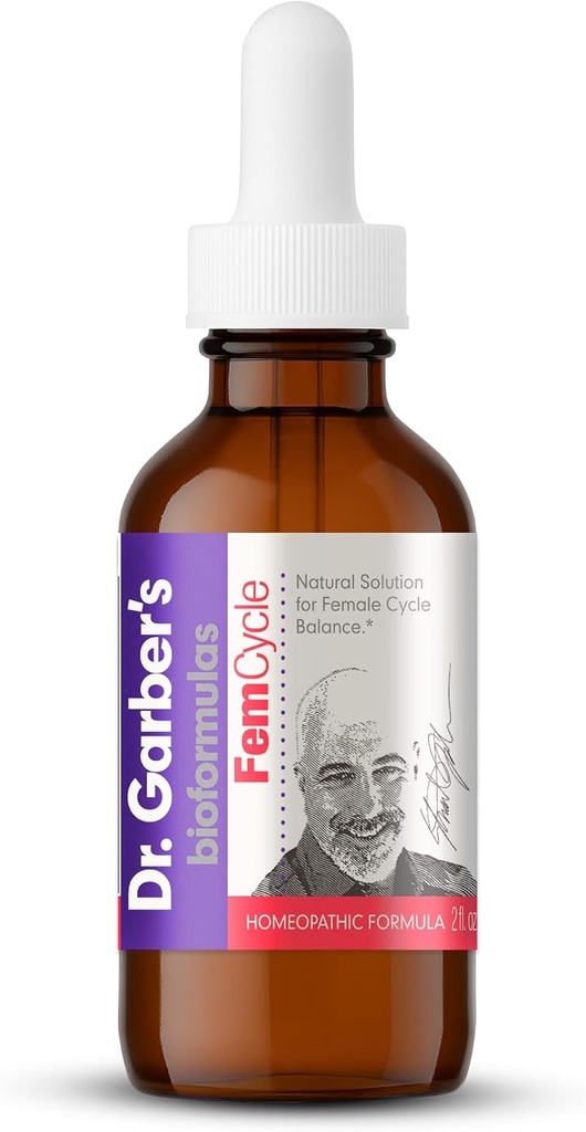 Dr. Garber 's Natural Solutions Fem Cyle Oral Drops - Gemmotherapy Liquid Supplement to Balance Hormones and Relieve PMS, PMDD, Hot Flash, Menopauza i objawy menstruacyjne - 60ml