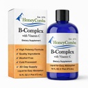HoneyCombs witaminy B Complex Drops - Liquid Supplement with witaminy B1, B2, B3, B5, B6, B7, B9, B12 & Witamina C - Super B Complex Vitamin - Alcohol Free Liquid Supplement, 16 Fl Oz.