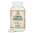 Esencjonalne aminokwasy - 1 gram na porcję proszku mieszanki wszystkich 9 Esential Aminos (EAA) i All Branched- Chain Aminos (BCAA) (Leucyna, Isoleucyna, Valine) 225 Kapsułki, Gluten wolny przez podwójne drewno