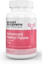 Nutri Supreme Advanced Methyl Folate, Wysoce Absorpcyjne Aktywne Folate, 1 Mg, Easy One per Day Kapsułki wegetariańskie, 90 Count