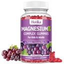 Gumie magnezowe dla dzieci - Glicynian magnezu, Cytrat, Prebiotyk, Cynk - Dzieci i dorośli Kompleks magnezowy Gummeje uspokajające dla Nerve Bone & Muscle Health dla dzieci Wellness, Wegan Grape Flavor 60 Hrabia