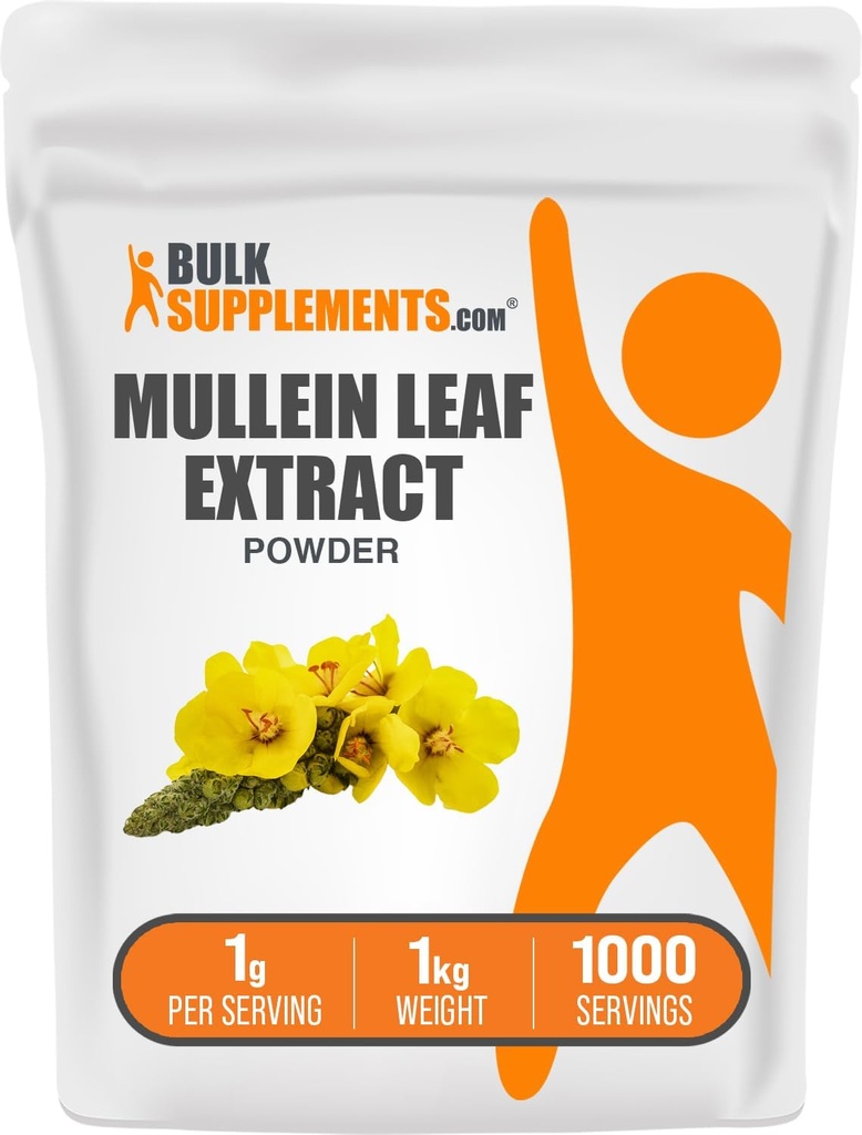 BulkSupplements.com Mullein Leaf Extract - Verbascum Thapsus, Mullein Supplement - Herbal Supplement for Immune Support - Gluten Free, 1g per Serving, 1kg (2,2 lbs) (Opakowanie 1)