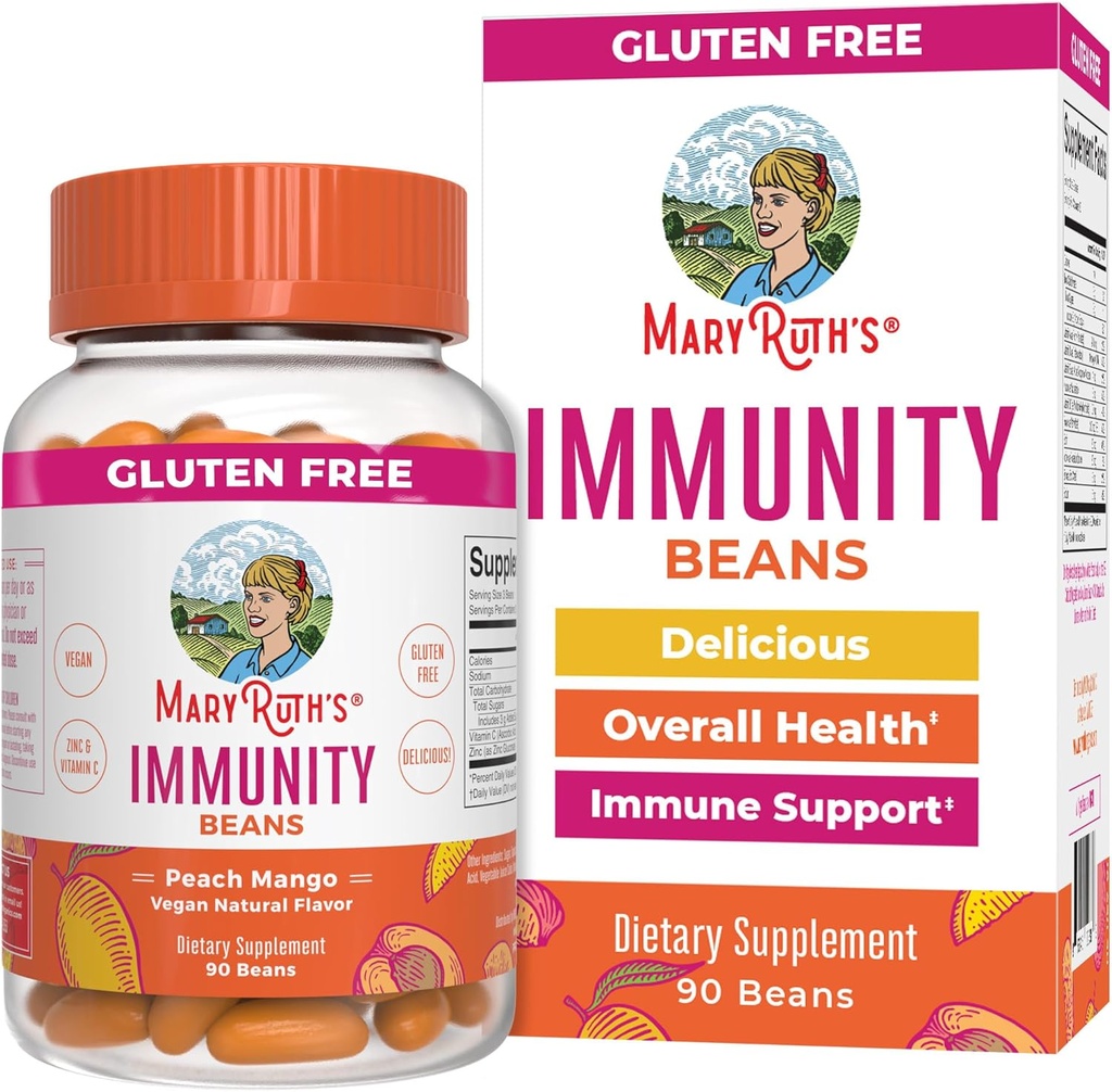 MaryRuth Organics Adult Immune Support Vita- Fasola z Cynk i suplement witaminy C dla wieku 14 + 124; Immunitet Witaminy 124; Wegan, Non-GMO, Gluten Free 124; 90 Hrabia